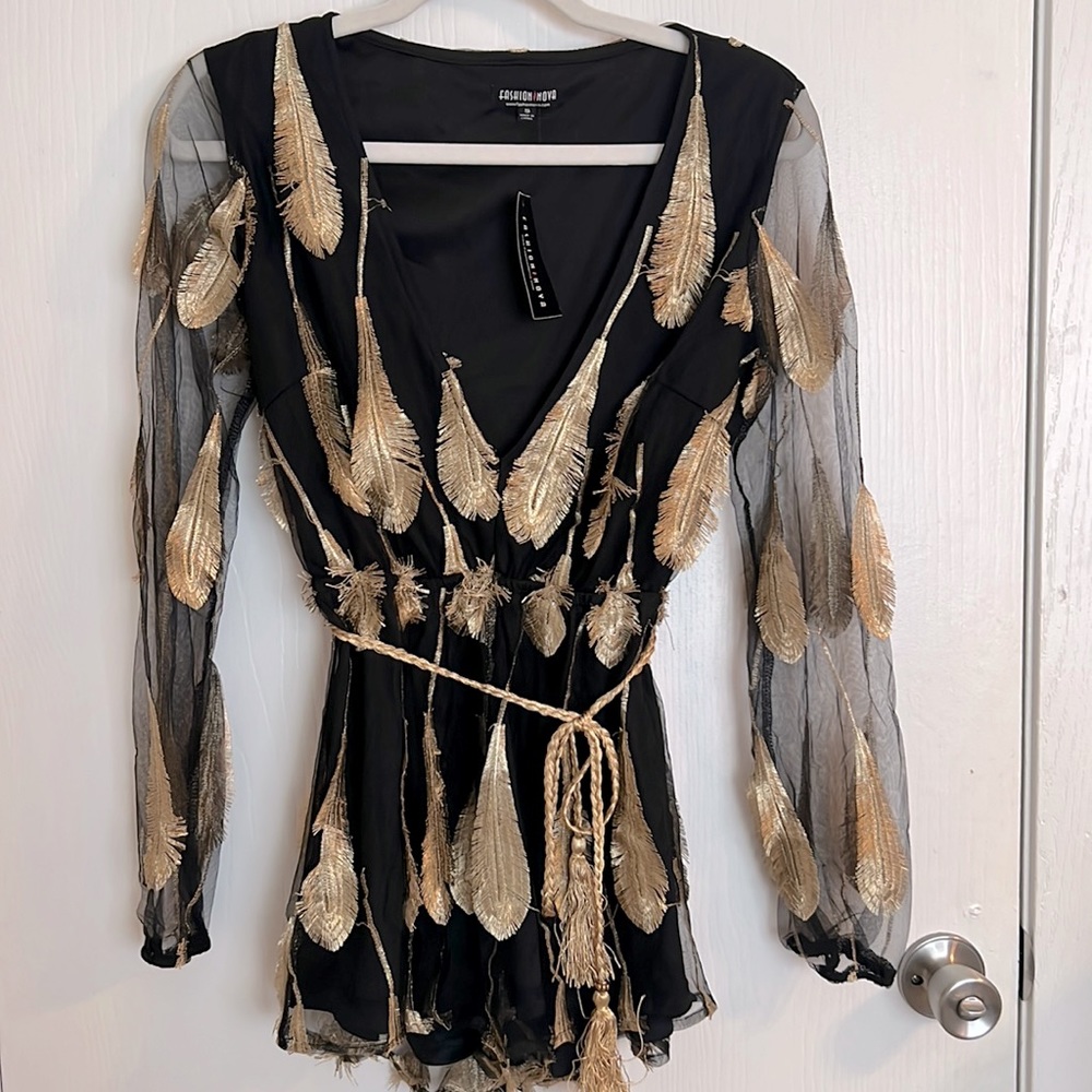 Black and gold romper
